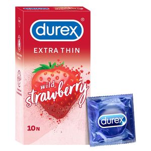 Durex Extra Thin Wild Strawberry Flavored Condom - 10Pcs Pack